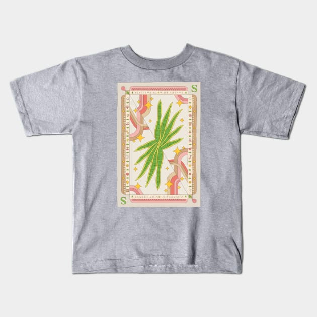 Sansevieria Trifasciata Snake Plant Illustration with Playing Card Design for Plant Mom Plant Daddy Kids T-Shirt by annagrunduls